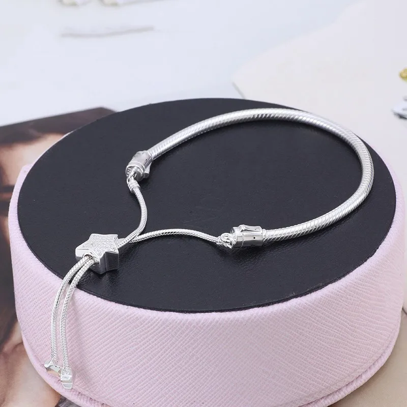 

New 925 Sterling Silver Pan Bracelet Self Adjusting Star Button Pan Bracelet Is The Most Popular Gift For Women