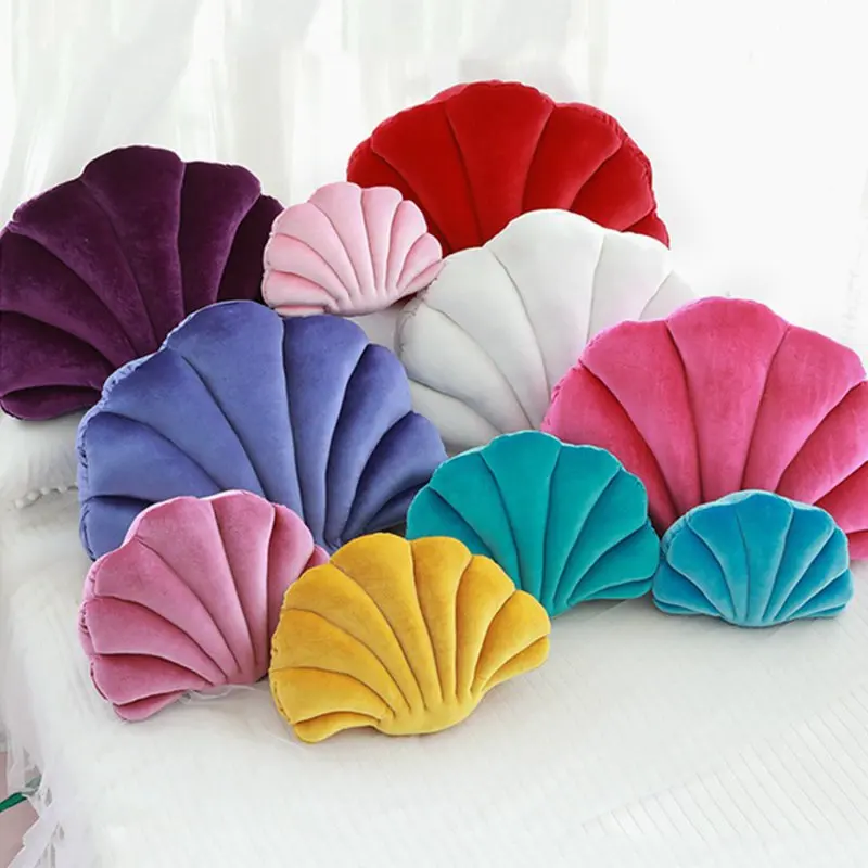 

Plush Shell Pillow Creative Korean Style Soft Solid Color Household Decoration Bedroom Cushion Birthday Gifts Sofa Accessories