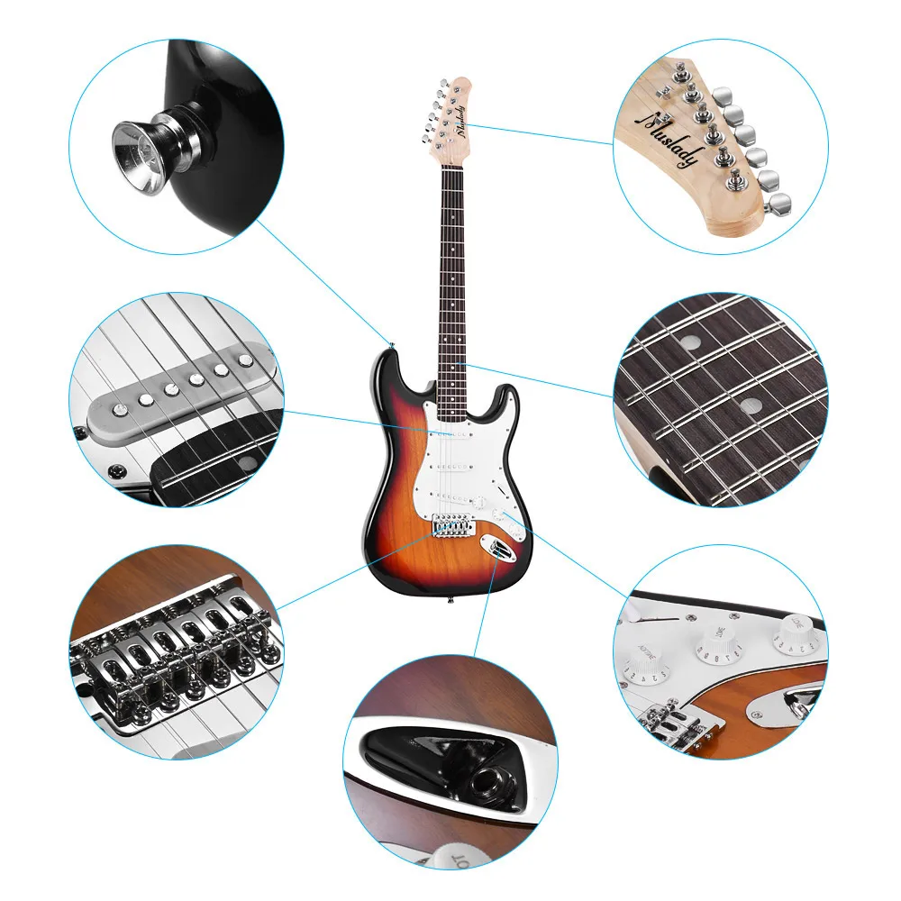 

Muslady Unfinished DIY Electric Guitar Kit Basswood Body Maple Wood Fingerboard Guitar Neck Without Headstock