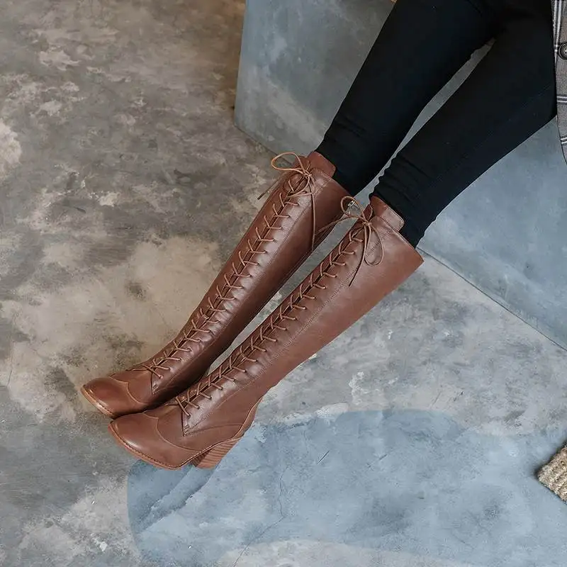 Ботинки krazing pot из коровьей кожи с перекрестной шнуровкой дизайнерские высокие