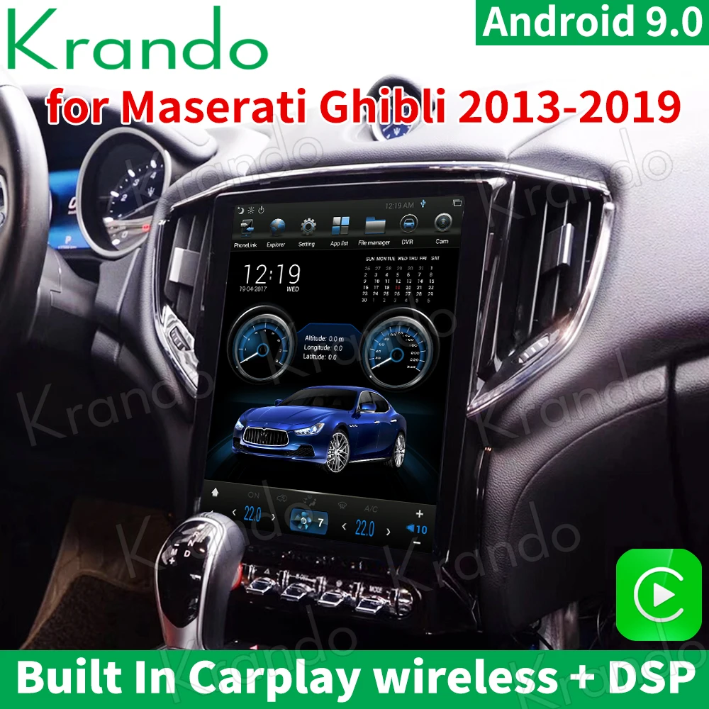 

Krando Android 9.0 4G 64G ROM 12.1" Tesla Vertical Screen Car Navigation Radio Player GPS For Maserati Ghibli 2013-2019 Carplay