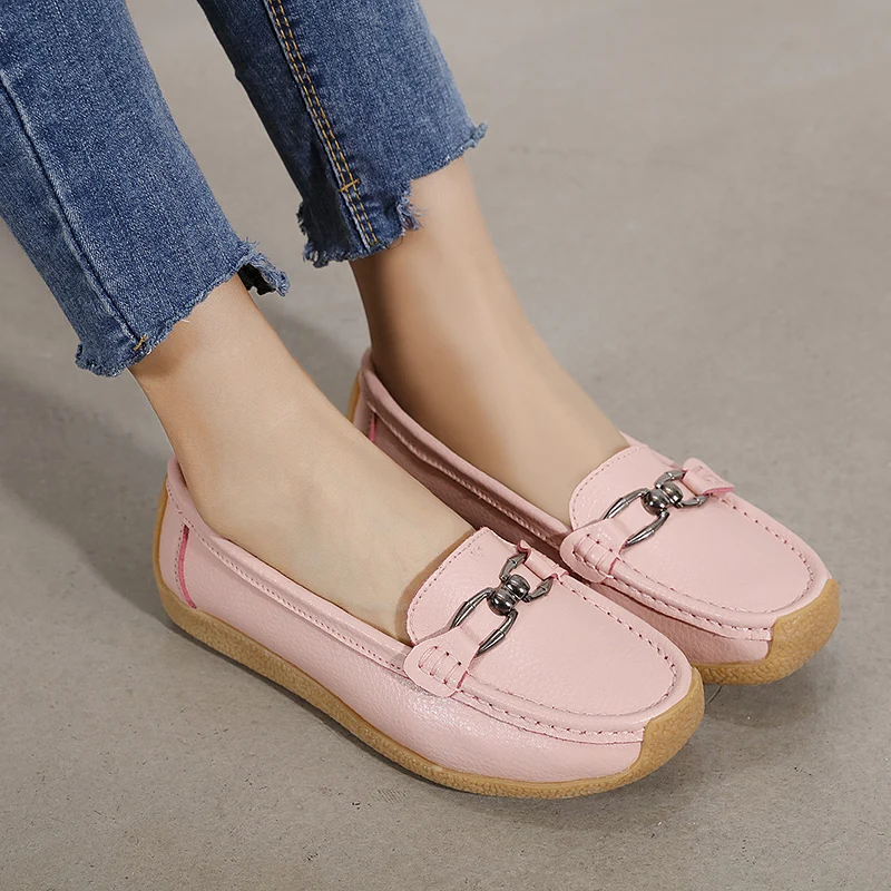 

Slip-On Loafers Women Summer Casual Platform Shoes Urban Lady Solid Colors Light Comfort Shoes Wtih Square Button Fast Delivery