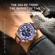 2021 LIGE Mens Watches Sun Moon Phase Blue Leather Strap Watch for Men Automatic Date Wristwatch Gift Waterproof Chronograph+Box Other Image