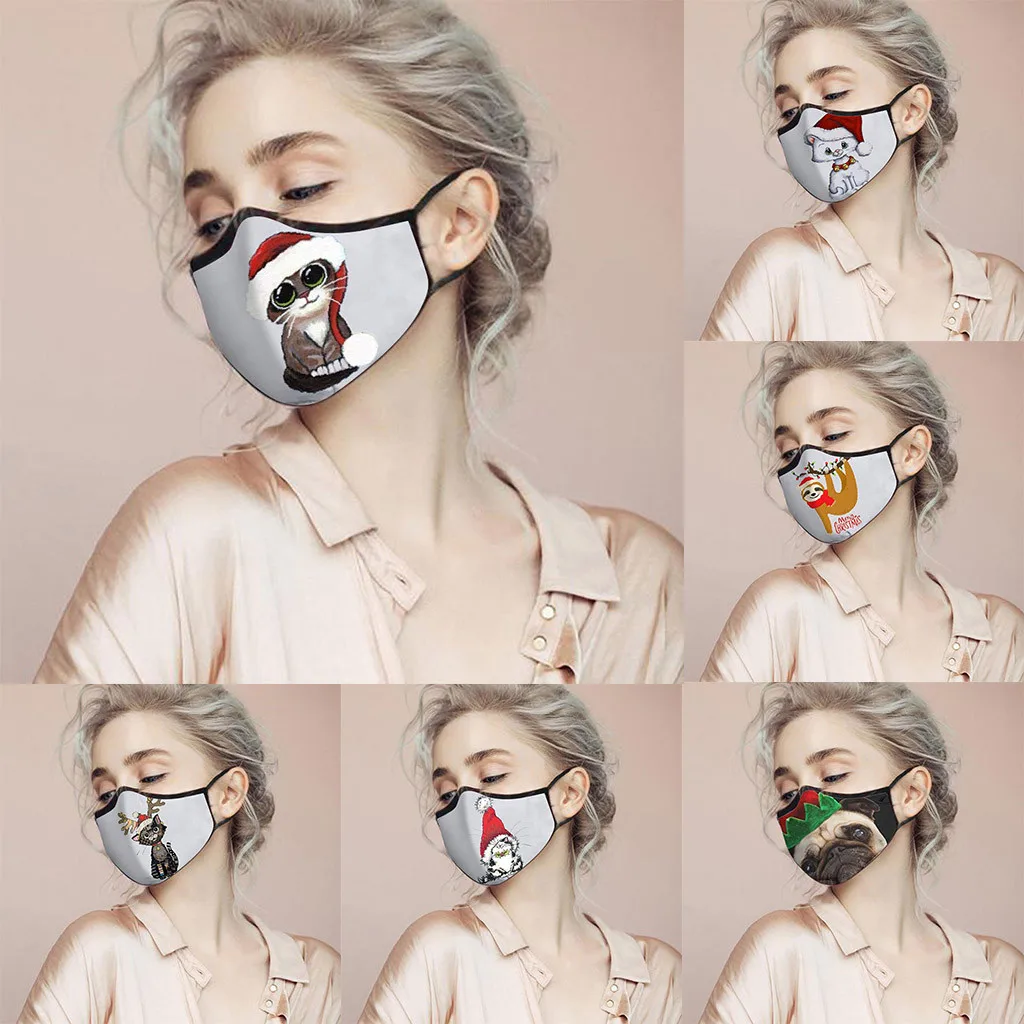 Взрослая стильная маска для лица с принтом на Рождество многоразовая дышащая