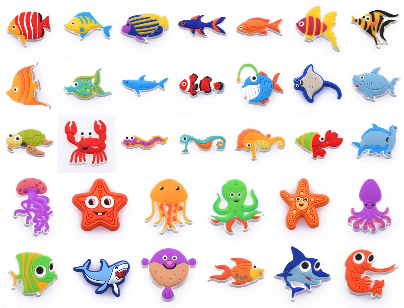 

New Arrival 1 Pcs Kid's Gift Croc Shoes Charms Cartoon Fish Seafood Decoration Shark Carb Starfish Bracelet Birthday Accessories