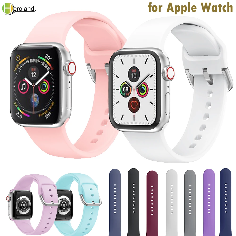 

Цветной силиконовый спортивный ремешок для Apple Watch Series 6, 5, 4, 3, 2, 1, 38 мм, 42 мм, ремешок correa для iWatch 4, 5, 40 мм, 44 мм