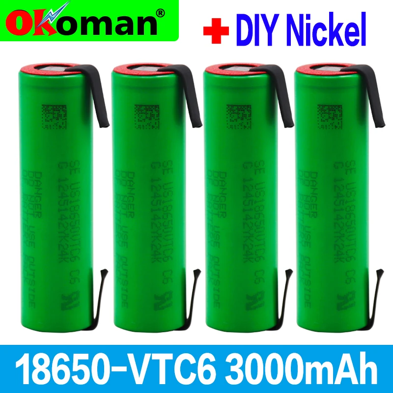 Новый оригинальный vtc6 3 7 v 3000 mah 18650 литиевая аккумуляторная батарея для фонарика