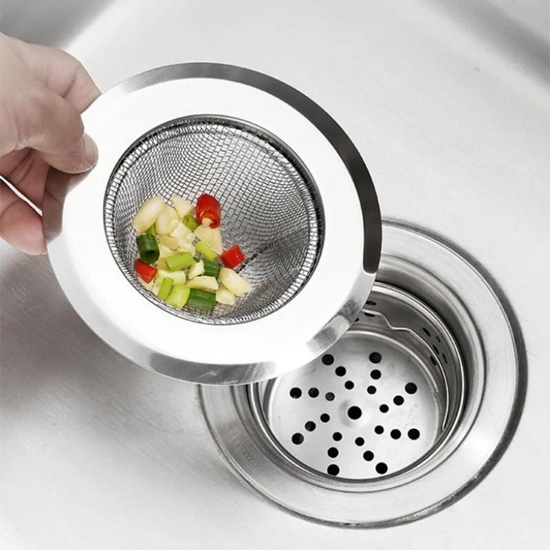 

Kitchen Sink Strainer Stainless Steel Drain Hole Filter Trap Long Lasting Protection Against Clogging
