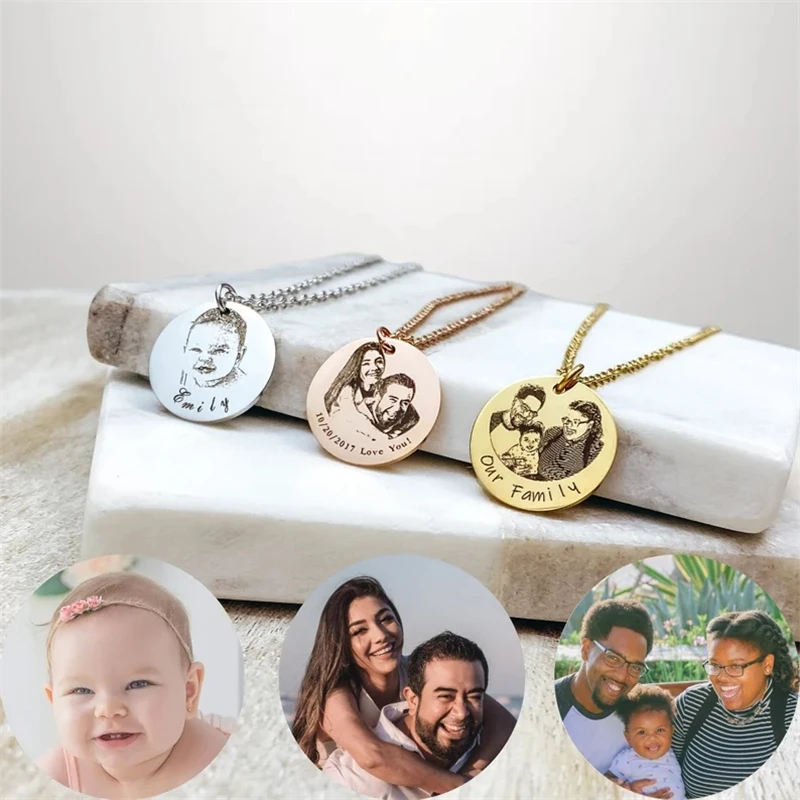 

Personalized Mother Necklace With Kids Names Custom Photo Necklace For Women Engraved Necklace Family Portrait Necklaces Jewelry