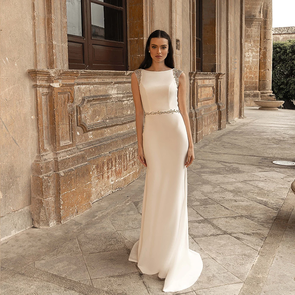 Лучшее французское атласное Элегантное свадебное платье-Русалка с блестящими