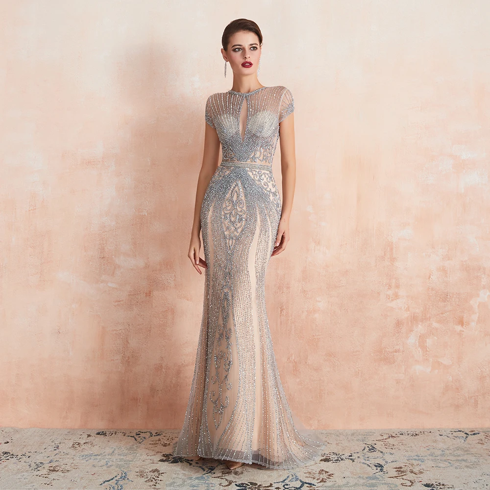 Новое поступление вечерние платья длинные 2020 круглый вырез Халат на молнии Vestidos