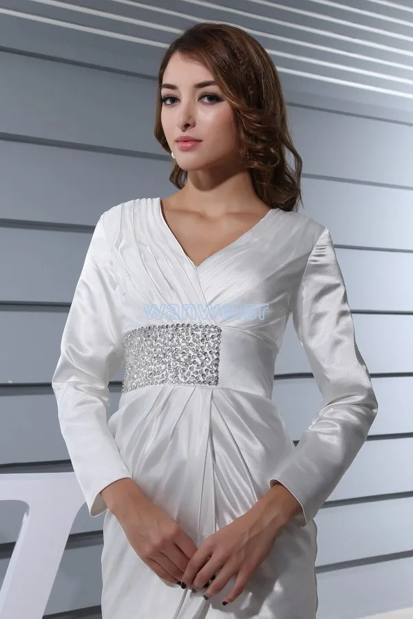 

free shipping elegant 2013 formal gowns short dress long sleeve white brides maid dress plus size Mother of the Bride Dresses