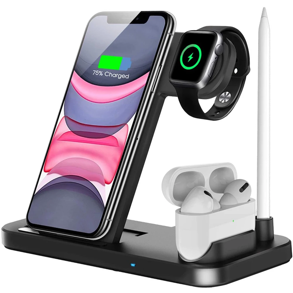 

4 in 1 Qi Wireless Charger For iPhone 12 11 Pro XS MAX XR X 8 Plus 15W Fast Charging Dock Station For Apple Watch AirPods Pro