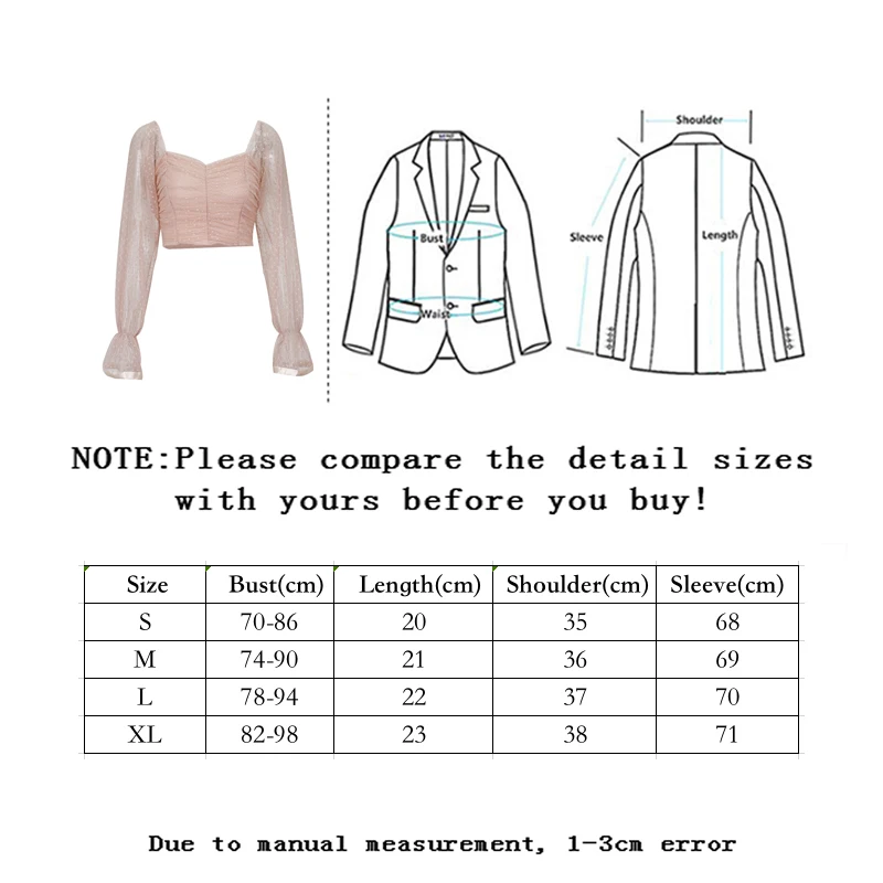 

SLLSKY Wave Point Chiffon Shirt Women Spring New Mesh Sweet Breast Wrapping Lantern Sleeve Vintage Short Chiffon Shirt Tops