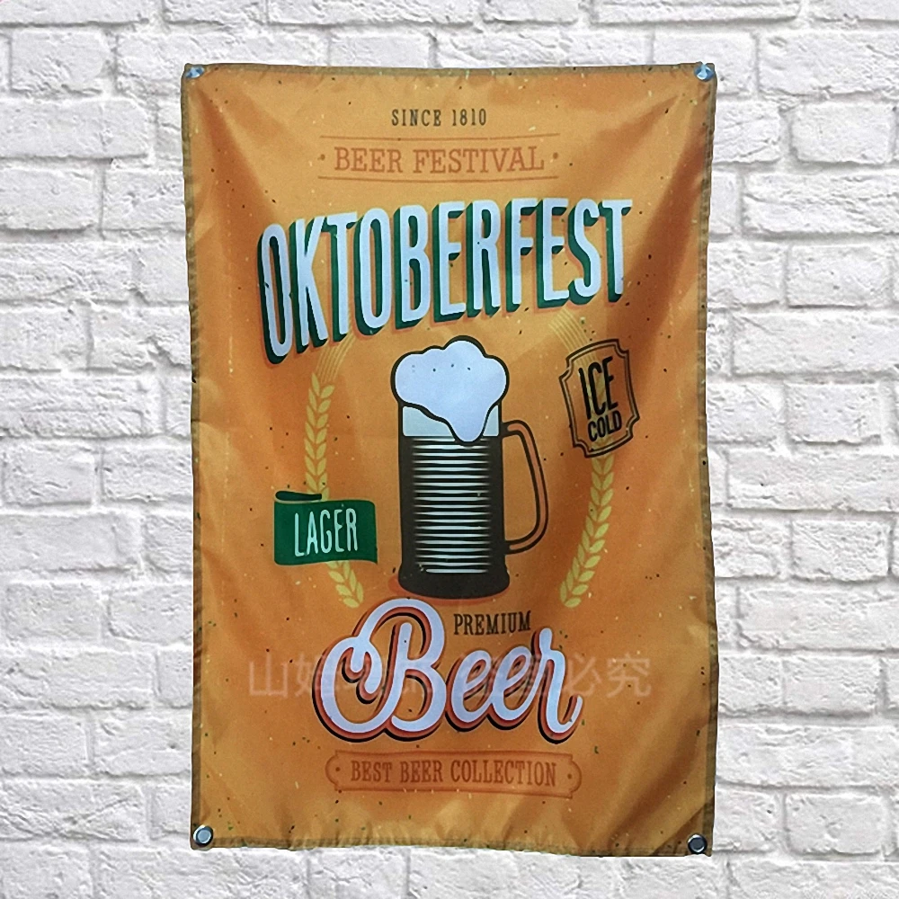 

Vintage OKTOBERFEST BEER Poster Banner Wall Art Decorative Hanging Chart Retro Bar Signs Shabby Chic Flag Home Wall Decor Gift