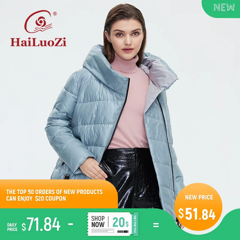 Новинка 2021 женская зимняя парка HaiLuoZi короткие теплые женские куртки с капюшоном