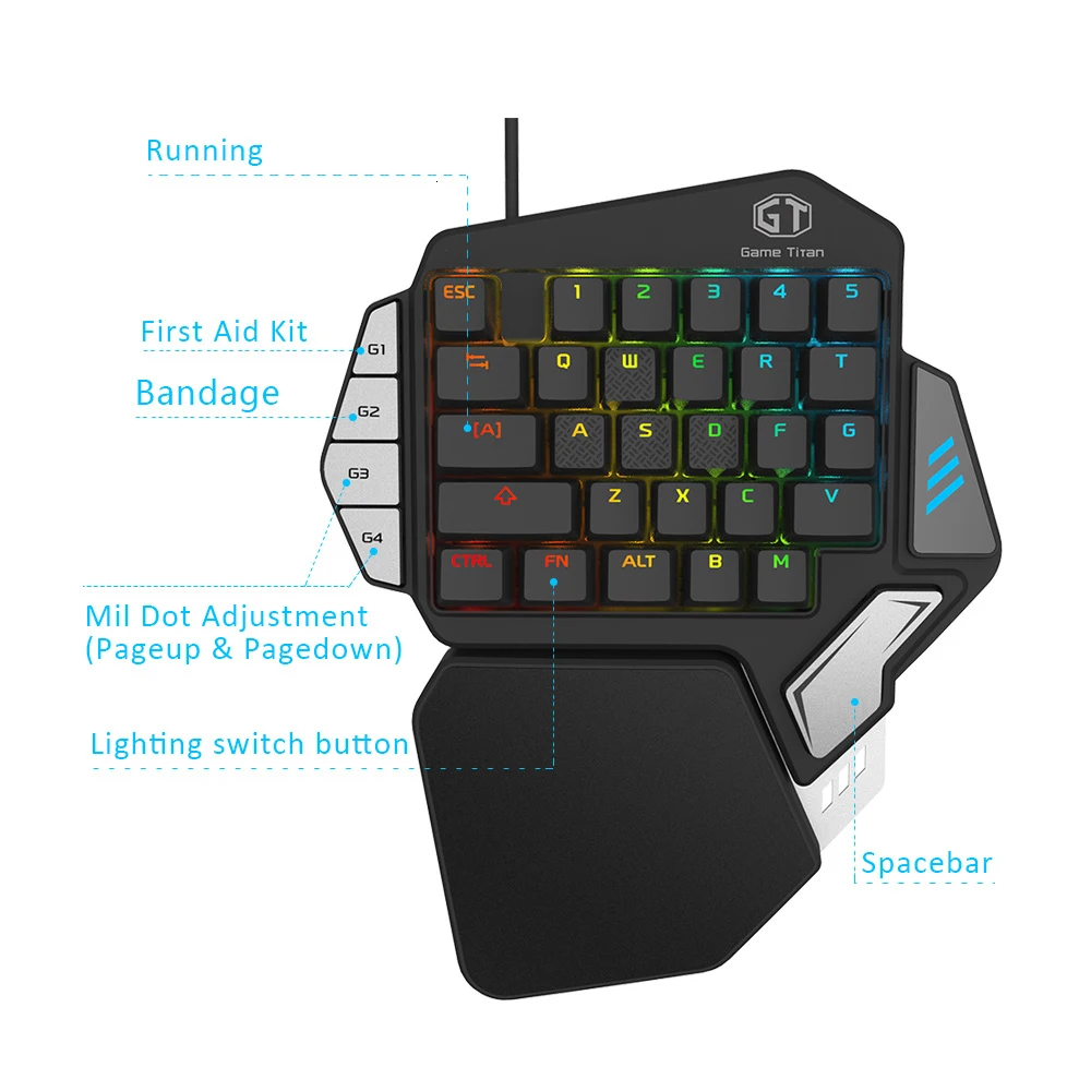 Delux Gamer Gaming T9X механическая клавиатура мышь комбинированная профессиональная Проводная клавиатура с одной рукой M618 Plus RGB вертикальная мышь