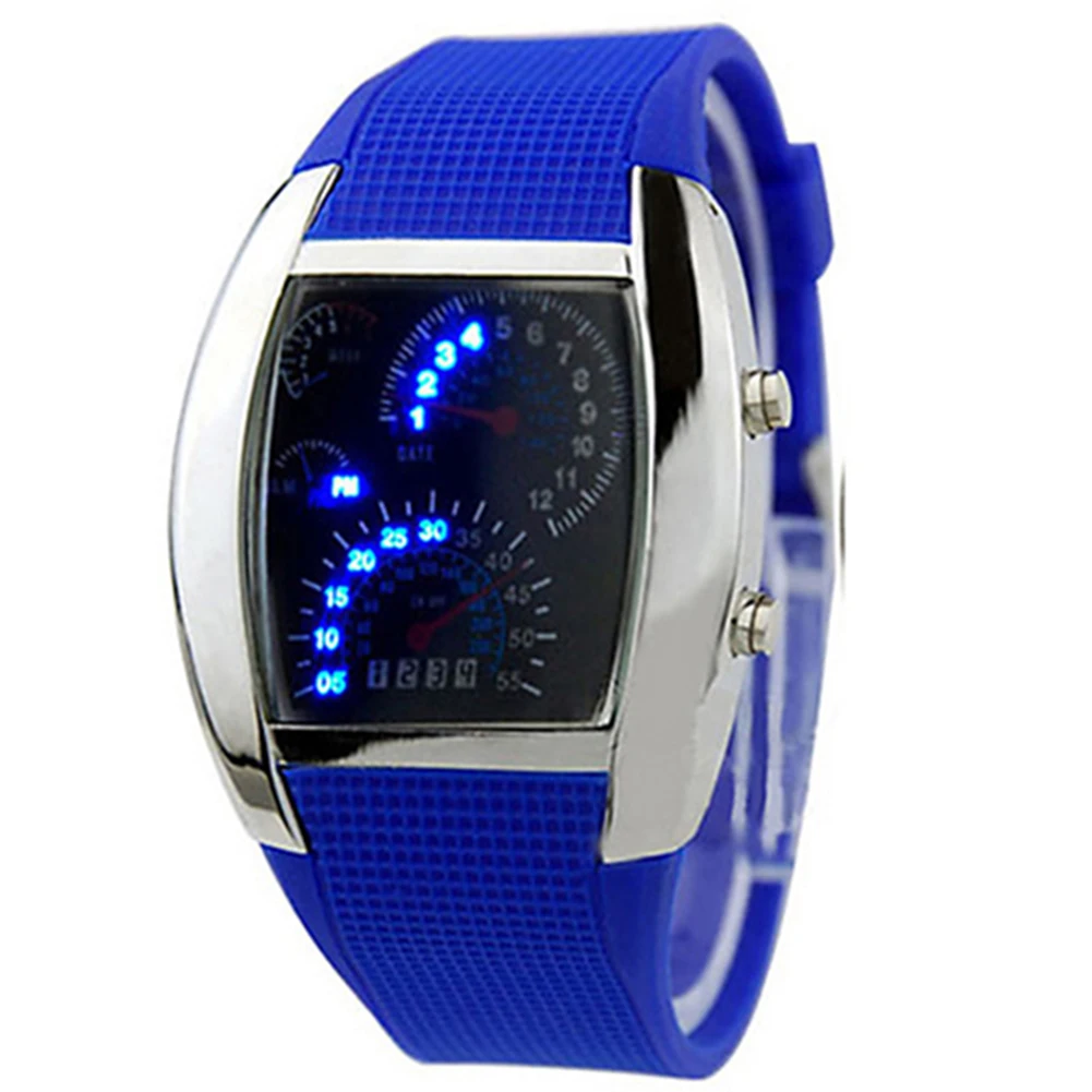 HOT SALES!!! Fashion Men's Women's Sport LED Dashboard Pattern Dial Digital Wrist Watch Gift Digital LED Sports Watch Gifts Mens