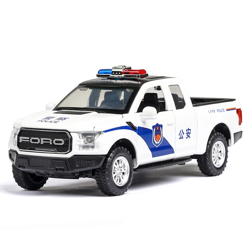1:32 Масштаб F150 F 150 SVT Raptor полицейский автомобиль модельные листы игрушки с горячей