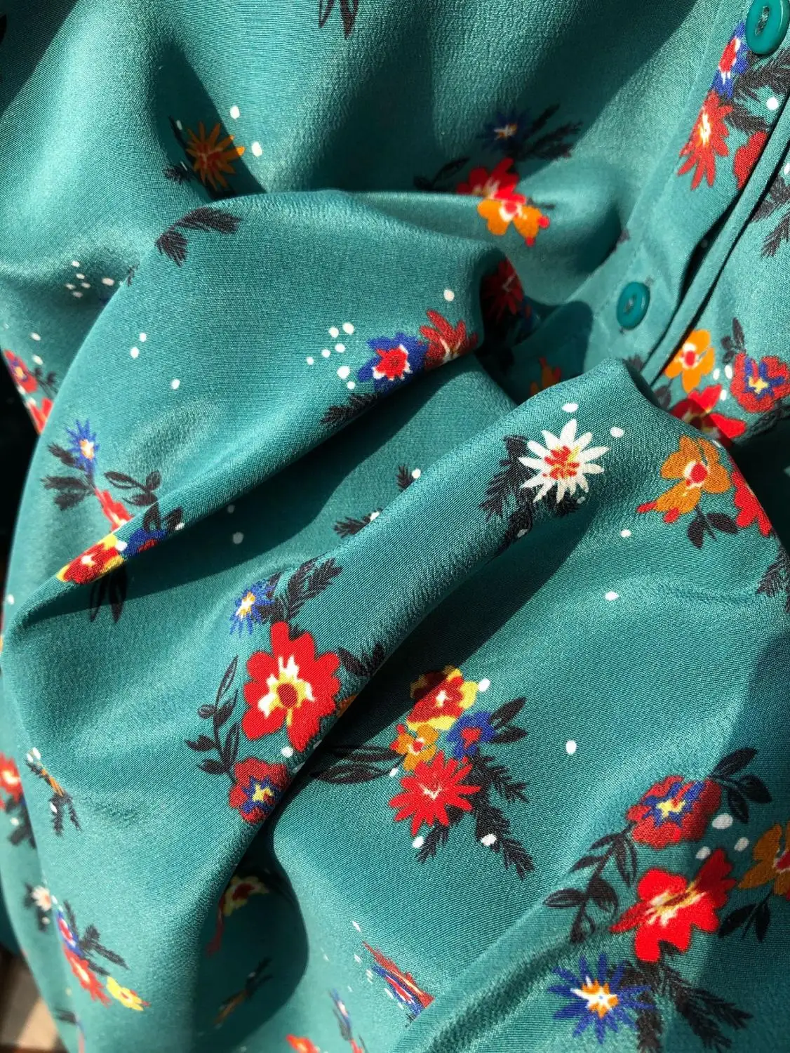 

100% Silk Brand Fashion Women High Luxury Spring Autumn Vintage Sweet Green Printed Silk Dress