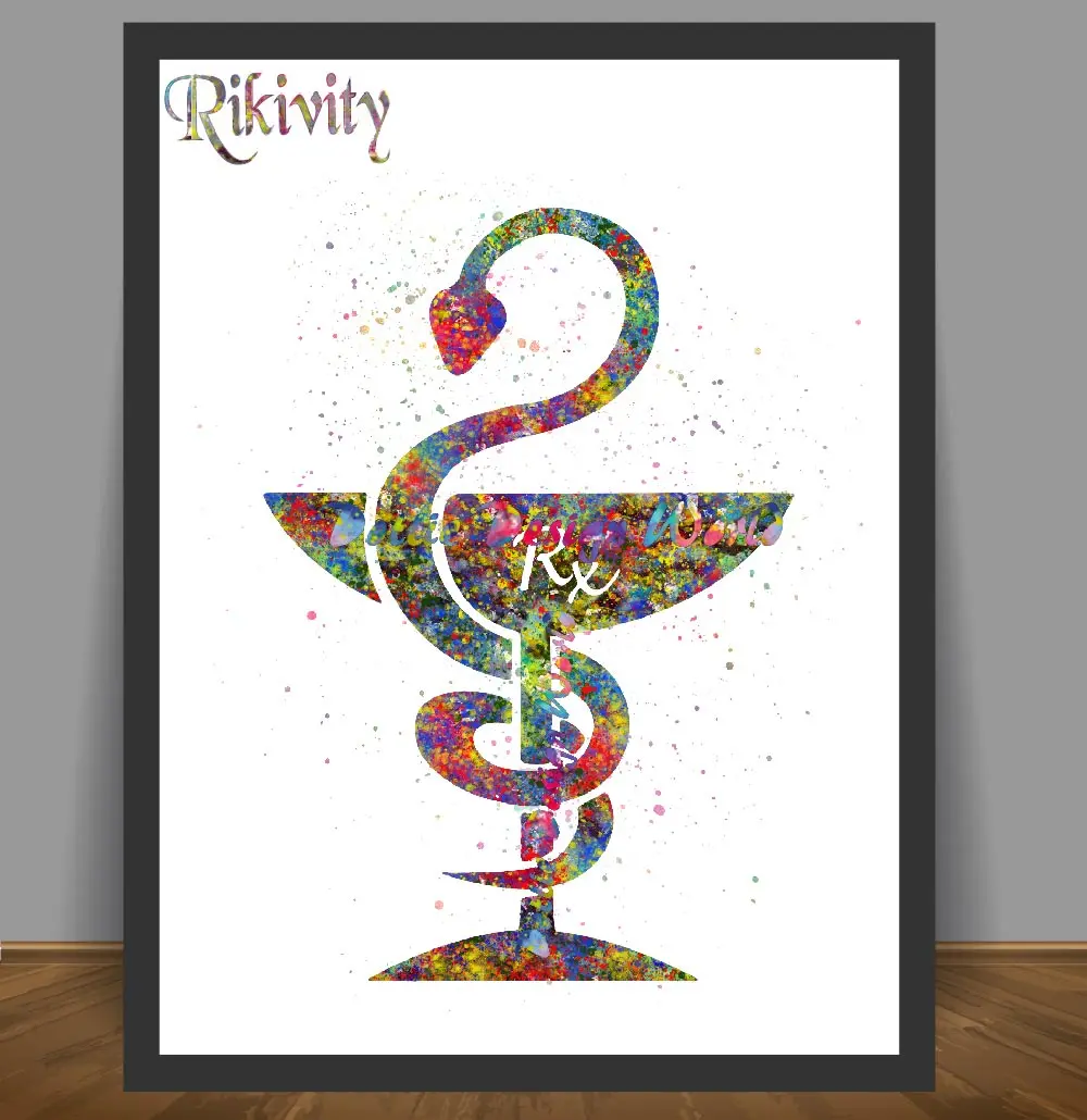 Rikivity человека анатомический плакат печать холст картина медицинские Rx Кадуцей