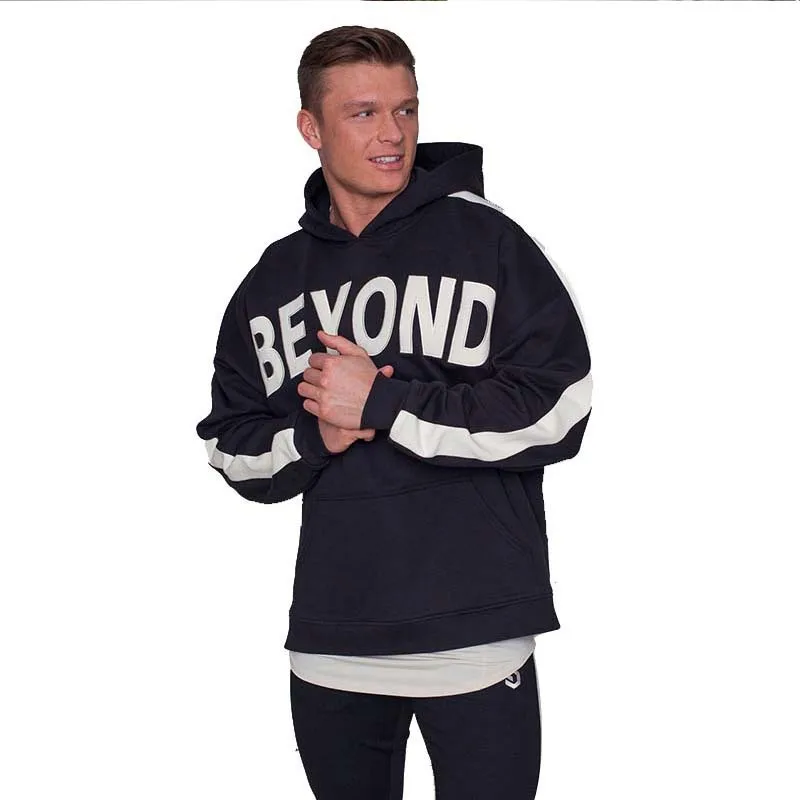 Повседневный Спортивный костюм для мужчин толстовка с капюшоном свитшот длинным