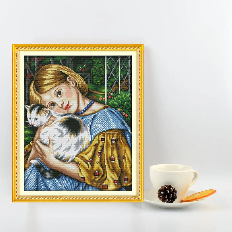 Набор для вышивки Девочка и ка сделай сам|cross stitch set|set for embroiderydiy dmc |