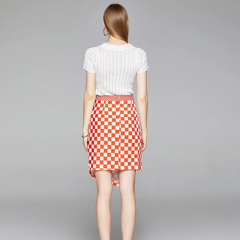 

Little summer dress collocation knitting short sleeve short skirt of tall waist in the new leisure fashion two-piece outfit