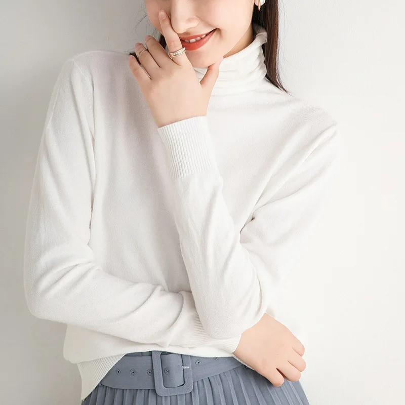 

Cashmere Style for Autumn and Winter Pullover Slim-Fit Knit Low Waist Jersey Solid Color All-match Slim Turtleneck Sweater Women