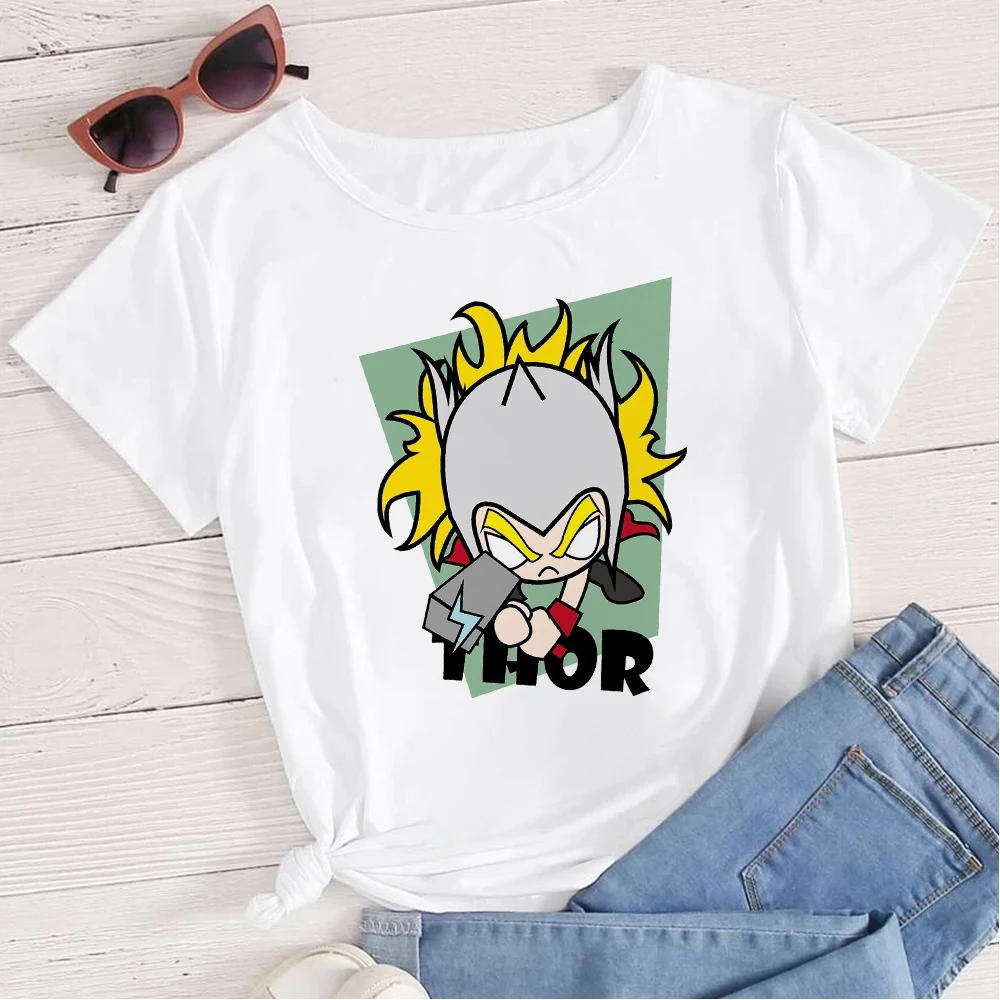 

The Avengers Thor Tshirt Cartoon Print Marvel Series Shirt Unisex Streetwear Super Hero T Shirt For Women Short Sleeve 2021