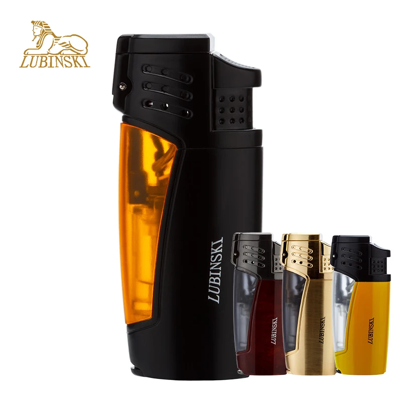LUBINSKI многоразовая 3-струйная синяя Зажигалка для сигар металлическая