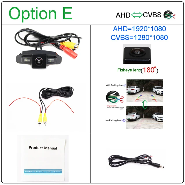 Камера заднего вида для Honda Spirior Accord 7, 8 поколения, 180 градусов, 1920x1080P