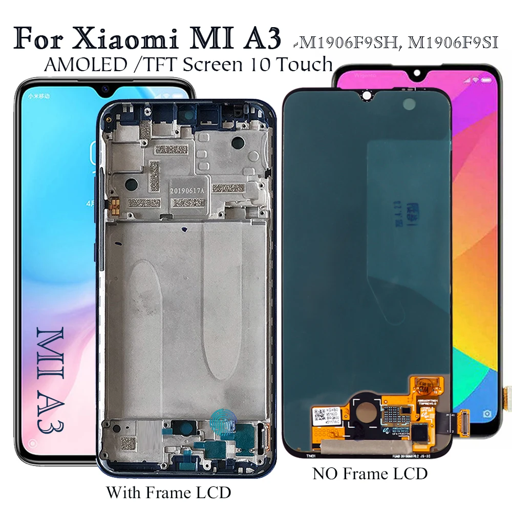 ЖК дисплей + 10 сенсорный экран для Xiaomi Mi A3 A 3 Замена Amoled / TFT дигитайзер