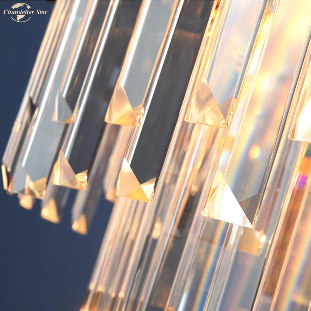 

Luxury Crystal Pendant Lights Modern LED Gold Lustre Indoor Lamp Round Lighting Fixture for Living Room Bedroom Dining Room