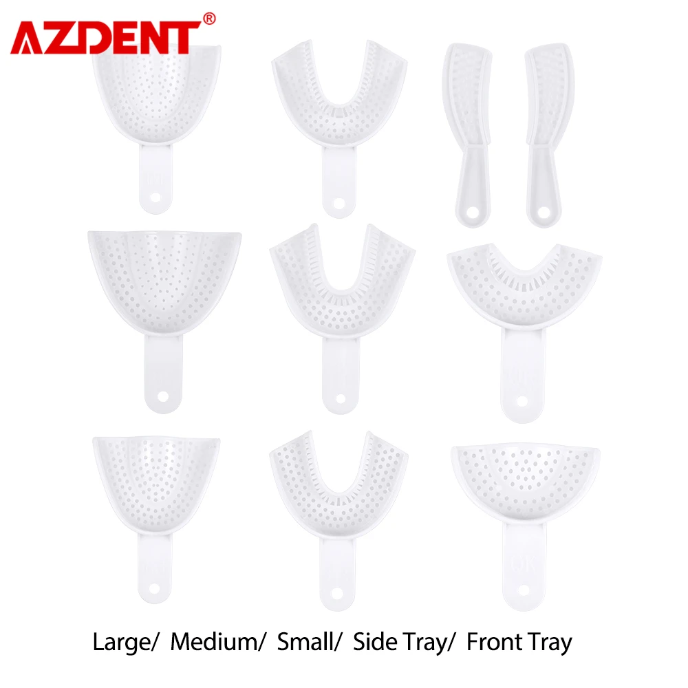 10 шт зубные оттискные ложки Пластик материалы верхний и нижний держатель зубьев