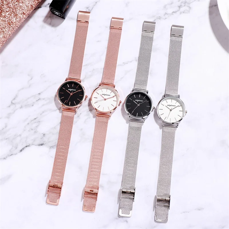 

SYNOKE New Women Stainless Steel Watch Dress Metal Mesh Rose Gold Simple Fashion Luxury Ladies Quartz Watch Relogio Feminino