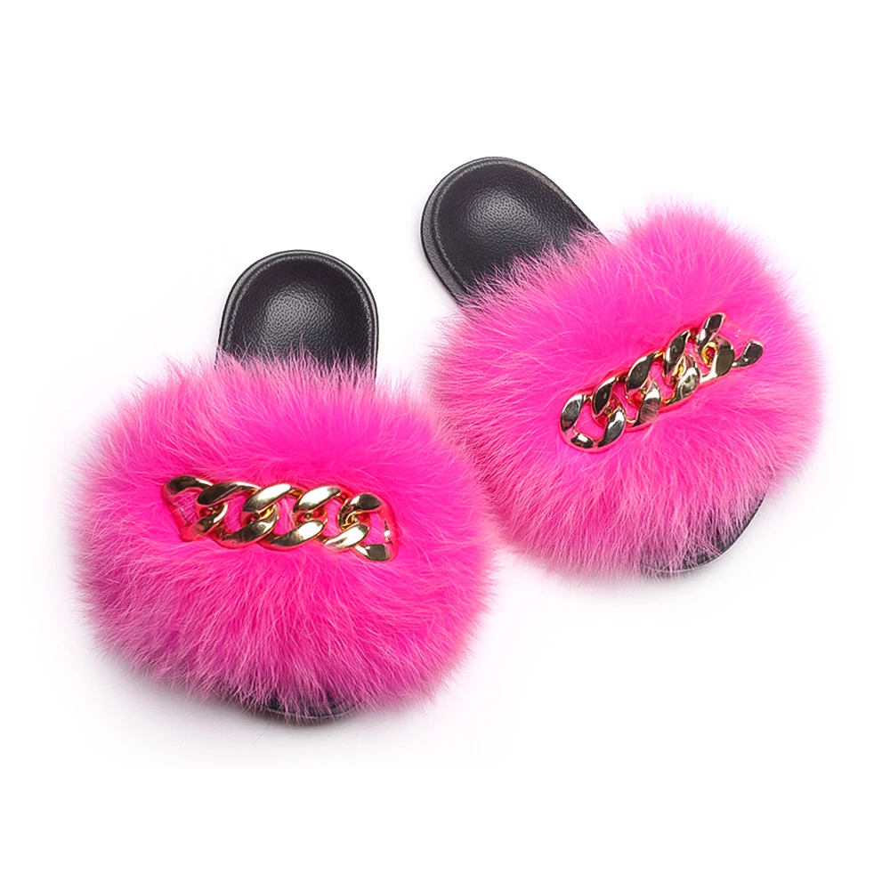 

Women's Furry Slides Fluffy Sandals Luxury Designer Cute Flower Decor Faux Fur Slippers Ladies Flip Flops Winter Shoes