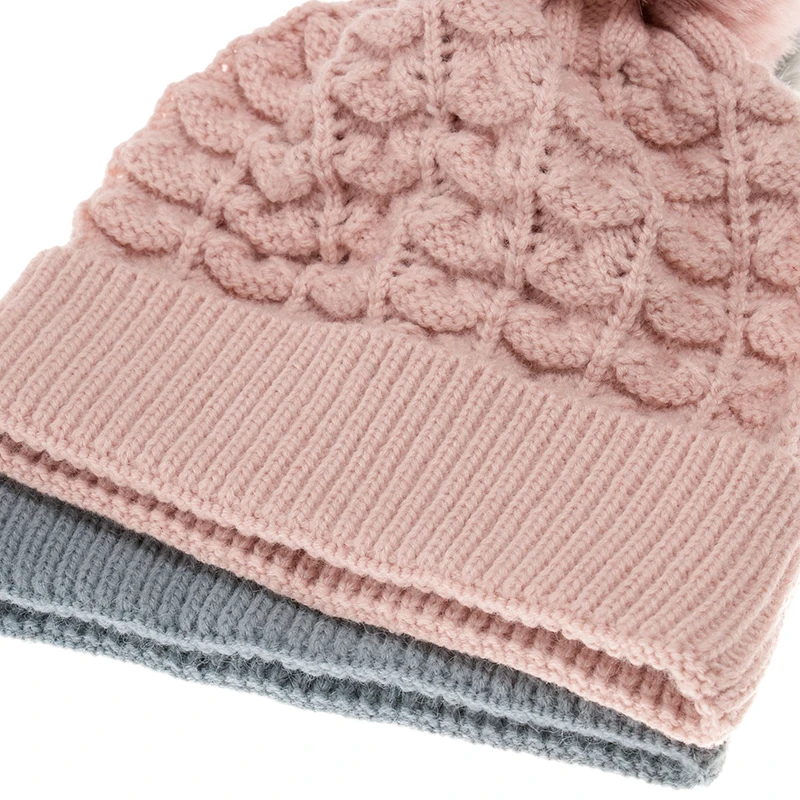 Женская зимняя трикотажная шапка FOXMOTHER черная розовая серая желтая|Женские Skullies
