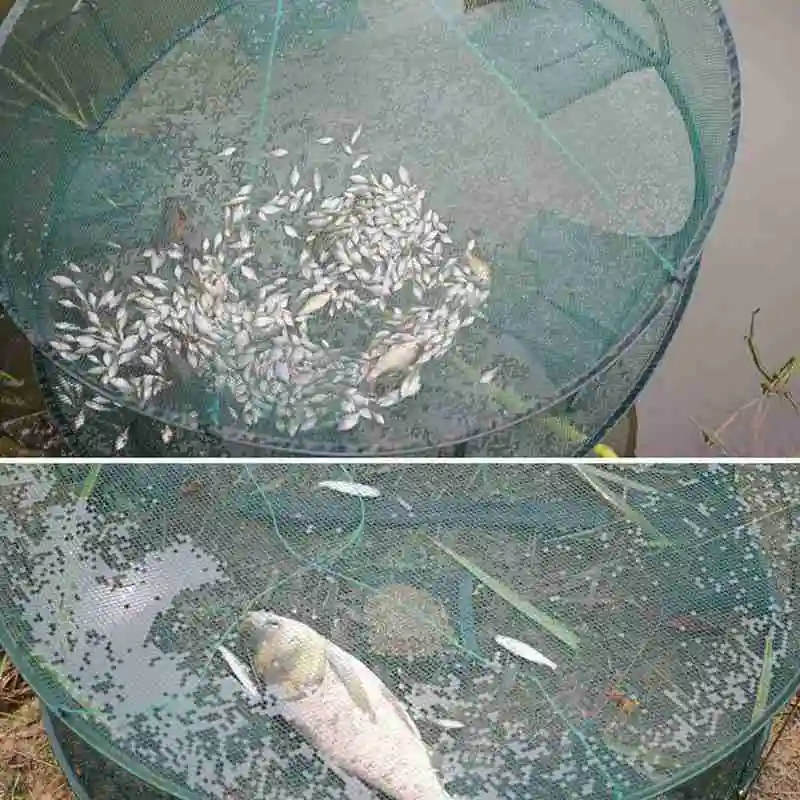 Автоматическая рыболовная сеть круглой формы клетка-ловушка для крабов легко