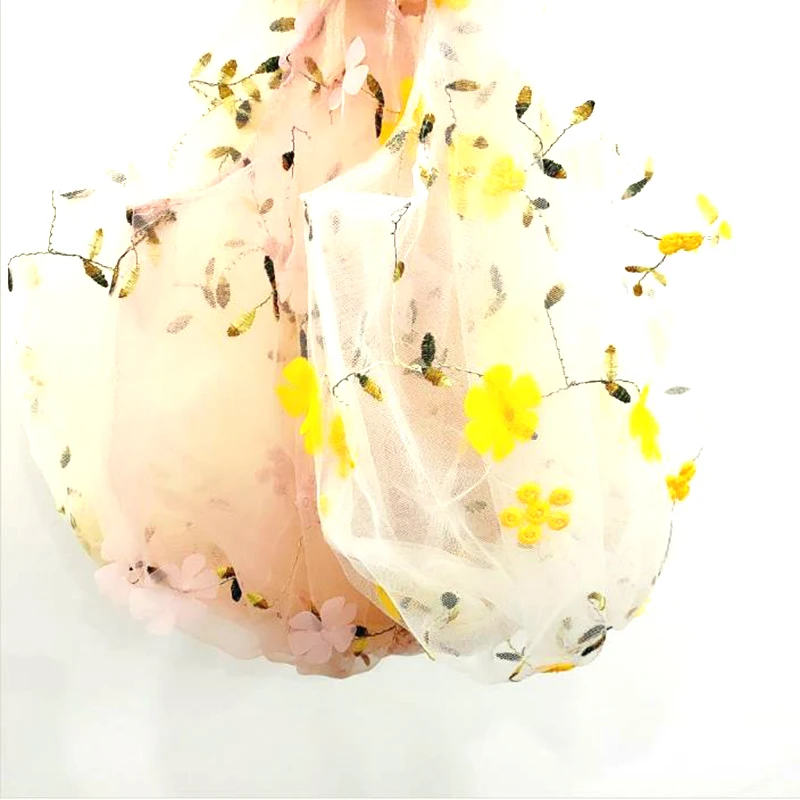 

Female Flower Embroidery Hand Bag Organza Casual Tote Mesh Shopping Bags Woman Handbags