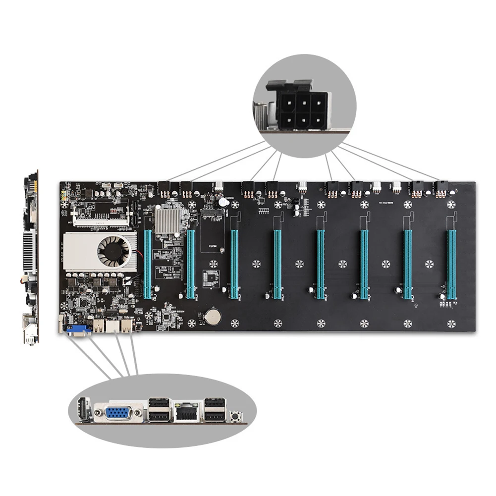 BTC-S37 Pro Mining Motherboard 8 PCIE 16X Graph Card SODIMM DDR3 SATA3.0 Support VGA + HDMI-Compatible for BTC Miner Machine | Компьютеры