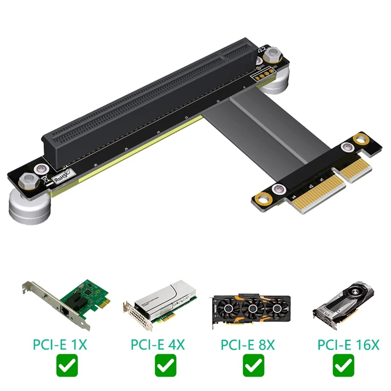 Плоский кабель удлинитель PCI E 16X to 4X с магнитным основанием и адаптером для