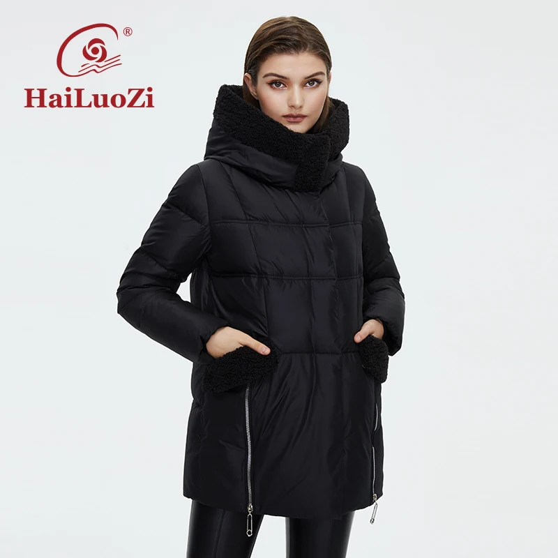 Новинка 2022 зимняя женская куртка HaiLuoZi Короткое женское пальто модное