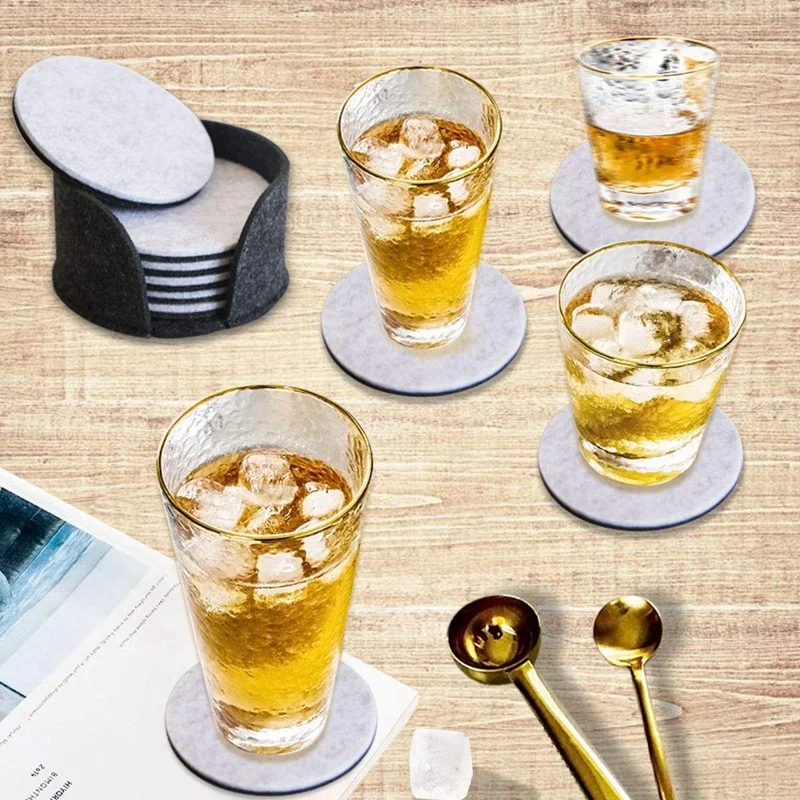 Годные войлочные подставки для напитков абсорбирующие с держателем настольные