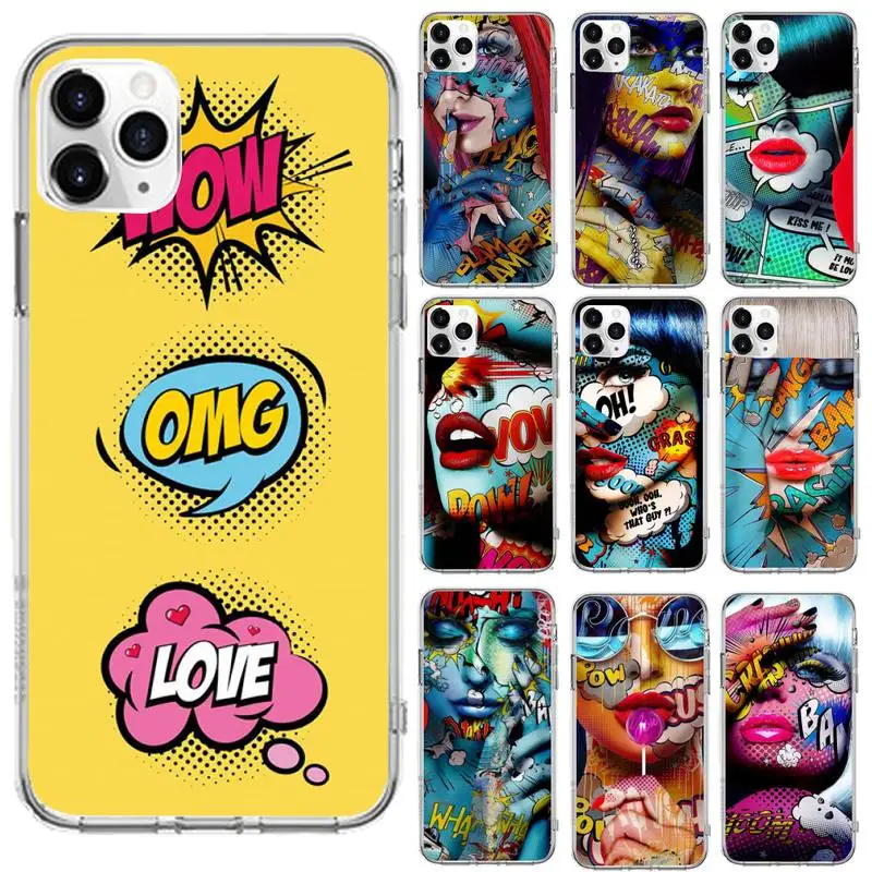 

Sexy Woman pow OMG Phone Case Transparent for iPhone 6 7 8 11 12 s mini pro X XS XR MAX Plus se cover funda shell