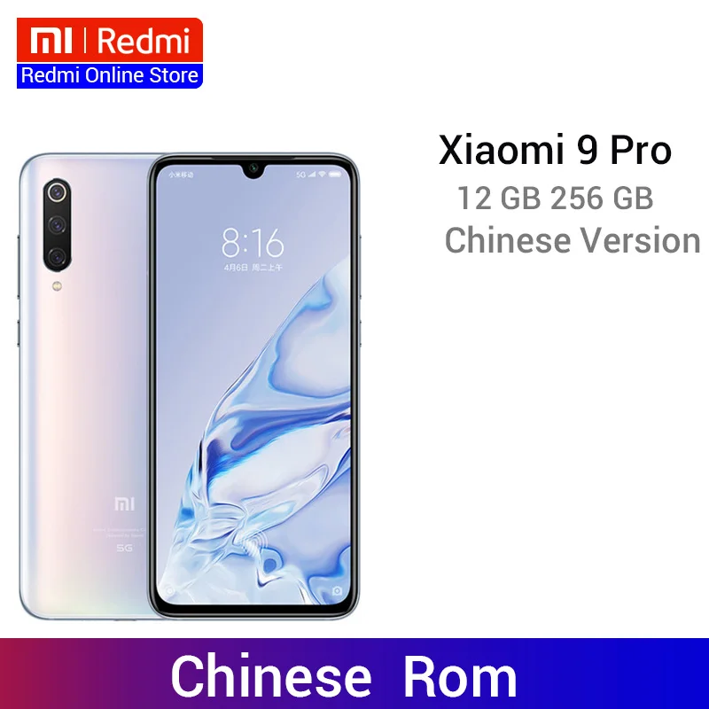 Оригинал Xiaomi Mi 9 pro Mi9 Pro (5G) 12 Гб 256 Смартфон Snapdragon 855 Plus 48 МП тройные камеры QC4.0 + 4000