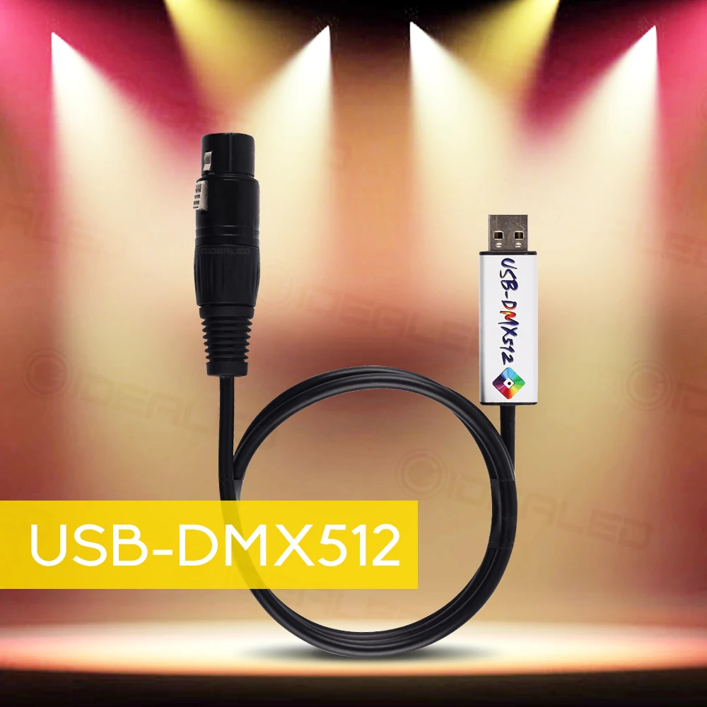 USB to DMX Interface Adapter PC connected to stage lighting DMX512 USB Used to connect and control dj lights shaking head