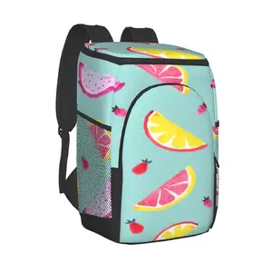 picnic cooler backpack tropical exotic fruit watercolor waterproof thermo bag refrigerator fresh keeping thermal insulated bag free global shipping