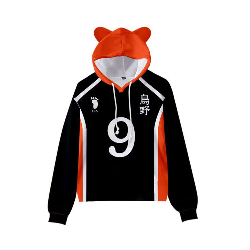 

New Anime Haikyuu Kids Spring Hoodie for Boys Girls Sweatshirt Karasuno High School Kawaii Cat Ear Hip Hop Hooded Haikyuu!!