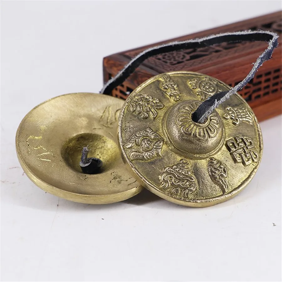 Тибетский колокольчик 6 5 см медный ручной работы символы хрустящего звука